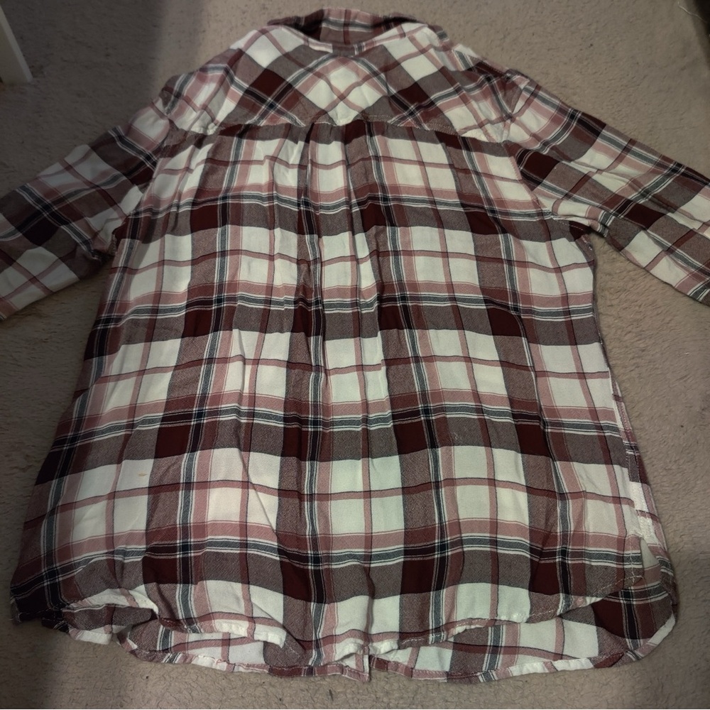 Garage Burgundy and White Plaid Button Front Shirt - Picture 5 of 5